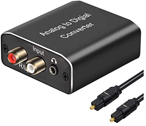 Analog to Digital Audio Converter,Hdiwousp Aluminum RCA to Optical with Optical Cable, Stereo L/R and 3.5mm Jack to Digital Toslink Coaxial Audio Adapter Compatible with PS4 Xbox HDTV DVD Headphone
