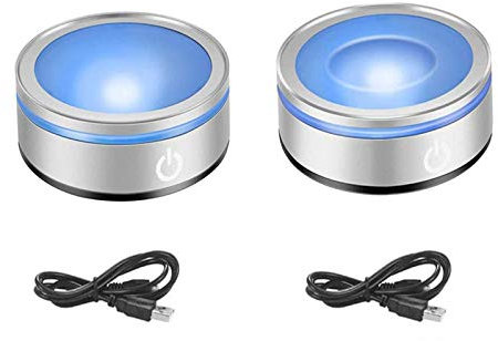 Lot de 2 présentoirs LED 6 couleurs avec interrupteur tactile sensible pour verre de cristal 3D