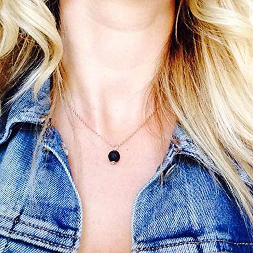 TseenYi Halskette mit Lavastein-Anhänger, Silberfarben, Lavastein-Halskette, kurzer Diffusor, Schmuck für Frauen und Mädchen
