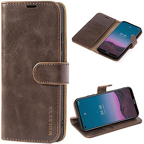 Mulbess Coque Téléphone pour Nokia 5.4, Étui de Protectoon avec Rabat, Stand Fonction Case Cover, Housse Pochette, Rétro Café Marron