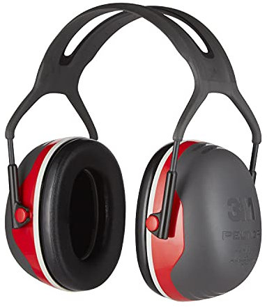 3M Peltor - Orejeras X3A con diadema, 95-110 dB, Negro/Rojo, Talla única
