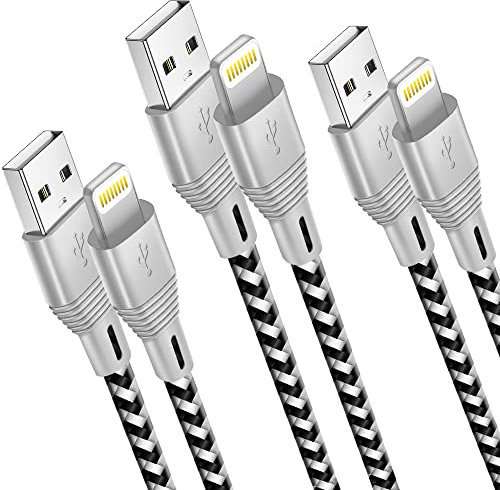 iSOUL Lightning iPhone Charger Cable, 3 Pack of 15CM 1M 2M Braided USB Cord for iPhone 13 12 11 X XR XS Pro Max Mini 8 7 6s 6 Plus SE 2020, iPad Air/Pro/Mini, iPod [Ultra Fast Sync & Charging]