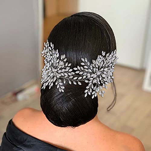 Azaleas Hochzeit Haarkamm Braut Stirnband Strass Hochzeit Kopfschmuck Brautjungfer Kristall Haarschmuck (Silber)