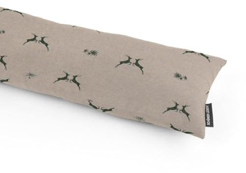 SCHÖNER LEBEN. Zugluftstopper Leinenlook Hirsch Edelweiß Natur grün, Auswahl:90cm Länge