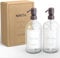 Distributeur de Savon en Verre Transparent, Lot de Deux Bouteilles de Lavage à la Main et au Lave-Vaisselle Rechargeables de 500 ML, décoration de Cuisine respectueuse de l'environnement