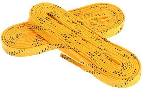 Lacets de Hockey Ciré 96 Pouces de Hockey sur Glace Jaune de Lacets de Chaussures Plates pour Chaussures de Skate (244Cm X 10Mm)