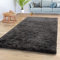 TT Home Teppich Wohnzimmer Hochflor Langflor Weich Soft Modernes Einfarbiges Design, Farbe: Grau Anthrazit, Größe:80x150 cm