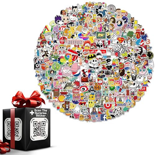 Setilo Aufkleber 300 Stück Sticker mit kostenlosem E-Inspirationsbuch! Wasserdicht Vinyl Stickers Graffiti Style - Auto Aufkleber Motorräder Fahrrad Skateboard Gepäck Laptop MacBook iPad und mehr