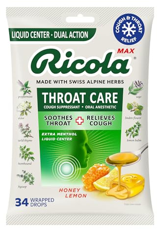Ricola, Throat Care Max Honey Lemon, 34 Count