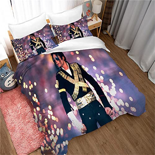 Ste-X 60 Langstapelige Baumwolle Michael Jackson, Idolsänger 3-teilige 3D-Graffiti-Bettwäsche, Bettbezug, Einfache Bettdecke Für Frühling Und Herbst (135x200cm,Stil 05)