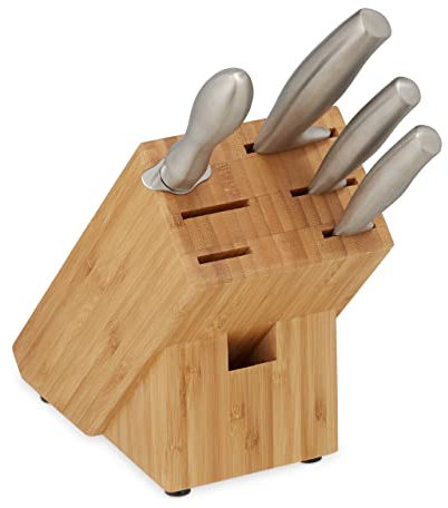 Relaxdays Ceppo Portacoltelli Vuoto, Supporto in bambù per Coltelli, Portautensili Cucina, 20 x 11,5 x 23,5 cm, Naturale