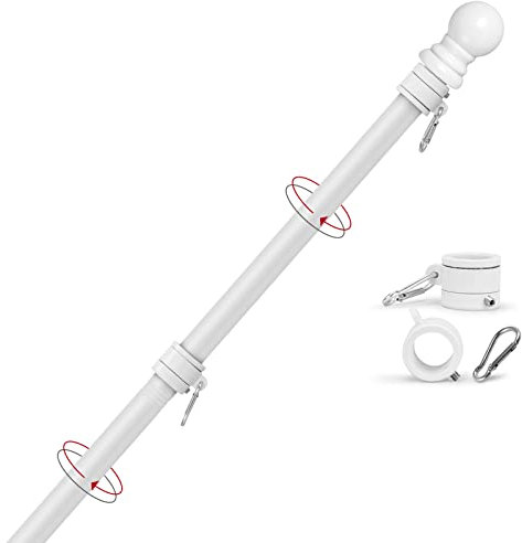 Yeesun Fahnenmast, 1,8 m Fahnenmast-Set für 90 x 150 cm große amerikanische Flagge, 360° verhedderungsresistente Technologie, Edelstahl, professioneller Außenflaggenmast für Haus, LKW und Boot (ohne