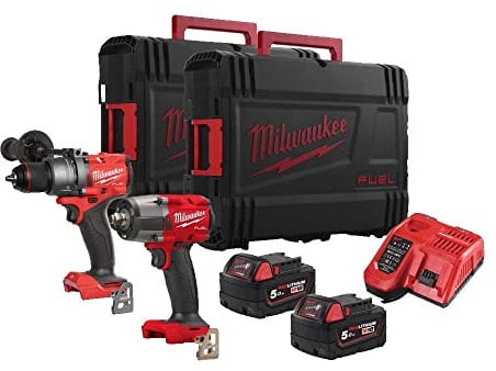 Milwaukee M18FPD3 & M18FMTIW2F12 Combi Drill & 1/5.1 cm Schlagschrauber Kit M18FPP2F3-502X