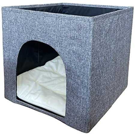 HowseHold Cat Cube Bed Includes cushion Suitable with Kallax & Expedit Shelves - Cat Cave, Cat Basket, Cat Cozy (Grey)
