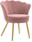 Poltrona Conchiglia Camera da Letto in Velluto Design Moderno, Sedia Classica con Gambe in Metallo Placcato Oro - Poltroncina per Salotto con Seduta Morbida Imbottita Modello Maddina - RosaAntico