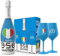 Santero 958 Box I Love Napoli | Bottiglia 75cl + 2 bicchieri Napoli campione d'Italia | Edizione limitata | Spumante extra dry 958 + 2 calici santero scudetto