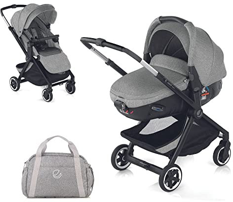 Jané Newel, Carrito Bebé 2 piezas, con Grupo 0+ convertible en Capazo Matrix Light 2, de Nacimiento a 15 kg, Aluminio, con Bolso y Plástico de Lluvia, Plegado Compacto