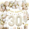 30 Geburtstag Frau Mann,Geburtstagsdeko 30 Männer Frauen,30 Geburtstag Frauen Beige Gold Luftballons Happy Birthday Banner,Pompoms für Frau Mann 30. Geburtstag Dekorationen
