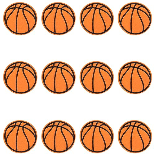 JKJF 12 Stück Basketball Patches Basketball Aufbügeln Bügelbild Basketball Aufnäher Applikation Sport Stickerei Patches für Kleidung Rucksack Schuhe Jacke Jeans Hut Kleid