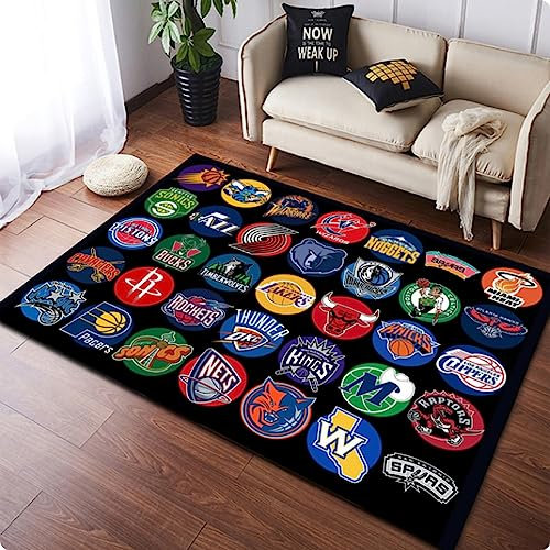 NUTANS Basketball NBA-Logo Teppich Fußmatte Schlafzimmer Bodendekoration Wohnzimmer Teppich Badezimmer Anti-Rutsch-Teppiche 120 * 160cm