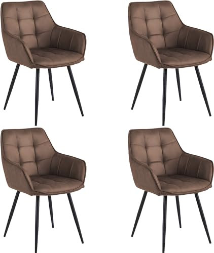 Colenis® - Oriana Esszimmerstuhl - 4er Set - Mikrofaser Braun - Mikrofaserstoff - Industriell