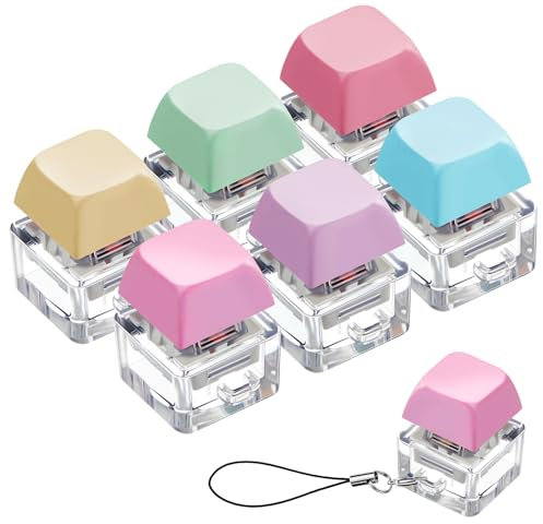 6 Pcs Keyboard Fidget Keychain Decompression Toys Finger Keyboard Toy Stress Relief Finger Keyboard Keychain Fidget Button for Adult Gifts to Pass The Boring Time (Classic Style)