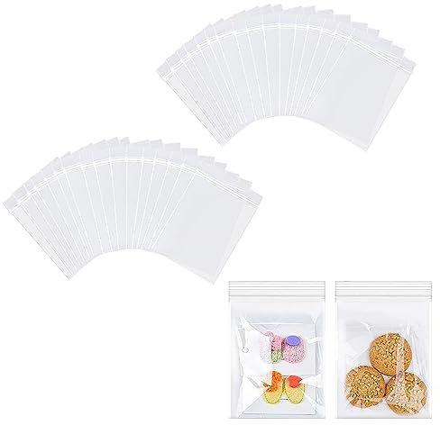 100 pcs Ziplock Bags, Resealable Small Clear Bags, Mini Transparent Baggies, Plastic Seal Bags, for Kitchen Storage, Jewellery, Small Cookies and Sweets(5cm x 7cm/2.75 x 1.97 inch)