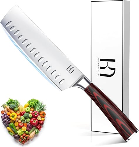 KnifeSaga 2026 Upgraded Nakiri Chef Knife Japanese Professional 7 Inch Sharp Meat Cleaver Kitchen Knives for Chopping Vegetable and Cooking, High Carbon Stainless Steel Asian Chopping Chefs Knife