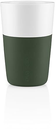 Eva Solo Cafe Latte mug set de 2, porcelaine, silicone, Emerald Green, 360 ml