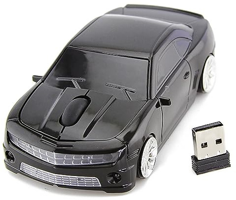 Elprico 2,4 G Kabellose, Hochpräzise Computermaus in Autoform, Sportwagen-Design für Laptop (Schwarz)