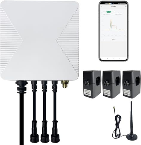 OWON Tuya Smart Home 3 Phasen WLAN Energiemonitor, 1 oder3Phasen bidirektionaler Leistungsmesser mit 3 x 300A Klemme, Solar/Netzmessung, Echtzeit Stromzähler