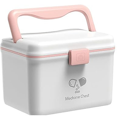 TUKA-i-AKUT 14,6L Caja de Medicamentos 2 Capas, Portátil Botiquín Medicinal con Asa de Transporte, Organizador de Primeros Auxilios, Caja de Botiquines Caseros, Hogar al Aire Libre TKD6402-XL Blanco