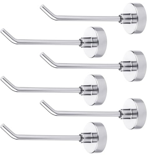 6 Stück Magnetische Haken, 0,77kg Robuste Magnethaken 7,6cm Magnethaken zum Aufhängen Stark für Kreuzfahrtkabinen, Handtuch, Grill, Küche, Garage, Arbeitsplatz (Silber)