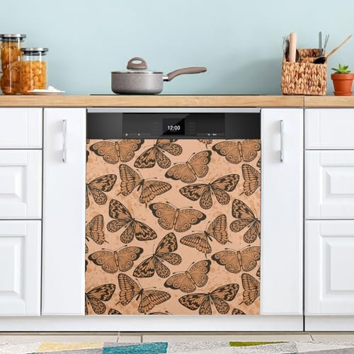 Copertura magnetica per lavastoviglie, motivo farfalle vintage, copertura magnetica per frigorifero anteriore, decorazione da cucina