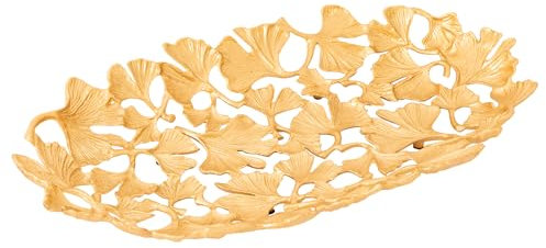 Riess Ambiente Dekorative Schale GINKGO LEAFS 40cm gold handmade Metall Schüssel Dekoschale Dekoration Dekoobjekt