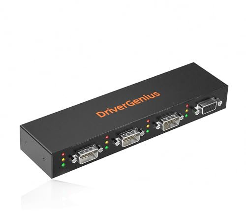 DriverGenius Industrial Convertidor USB a Serial (RS-232) de 4 Puertos con Adaptador D-Sub9 Macho x3 | Adaptador D-Sub9 Hembra x1 - Metal, Windows 11 y macOS (4XRS232-D)