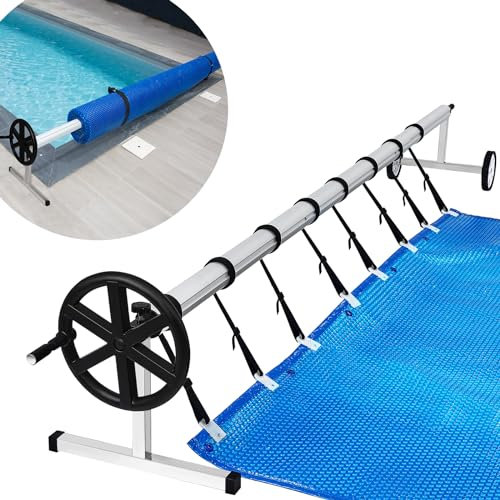 HENGMEI Aufrollsystem Pool Aufroller Aufrollvorrichtung nkl. Befestigungsbänder für Solarfolien, Pool Planen und Abdeckungen von 300 bis 570 cm