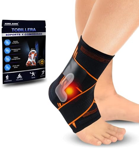 KERD_DANS Tobillera para Esguince, Tobillera Estabilizadora y de Compresión, Tobillera Deportiva con Velcro Ajustable para el Tobillo, Alivio para la Fascitis Plantar. (Naranja, X-Large)
