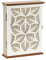 Optyuwah Armoire à clés en Bois avec cavité géométrique - 6 Crochets à clés - Organiseur Mural pour entrée, Couloir, Bureau - L - Blanc