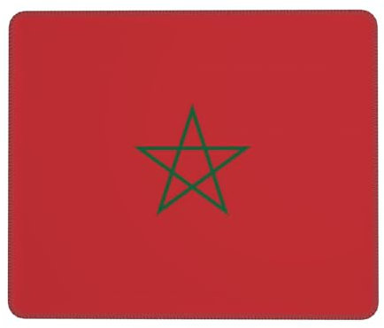 Tapis de souris carré drapeau du Maroc Tapis de souris de bureau d'ordinateur sans fil Base en caoutchouc antidérapant Lavable 17,8 x 21,8 cm