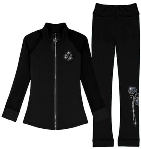 WLXFF Eiskunstlauf-Trainingshose, Jacken, Eiskunstlauf-Leggings, Eislauf-Strumpfhose FüR Damen, Frauen Eiskunstlauf, Eislauf-Leggings,Schwarz,M