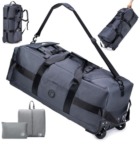 SUCIKORIO Reisetasche Mit Rollen Groß 85L 3 IN 1 Handgepäck Tasche mit Kofferorganizer 78x33x32cm Wasserdicht Oxford Reiserucksack 2 Rolls XL Rucksack Koffer mit Tragegriffen für Reisen, Weekender