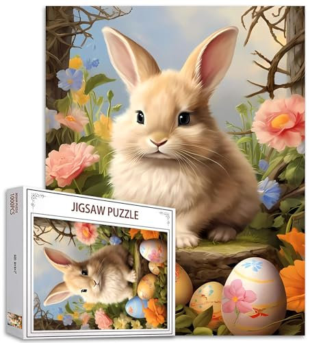 Hasen-und Eierpuzzle Erwachsene Cartoon-Tierpuzzle 1000 Teile Herausforderndes Puzzle Perfekt Spieleabende DIY-Wanddekoration Ostern Puzzle Handarbeit Geschenk Heimdekoration Geschenke Familie Puzzle