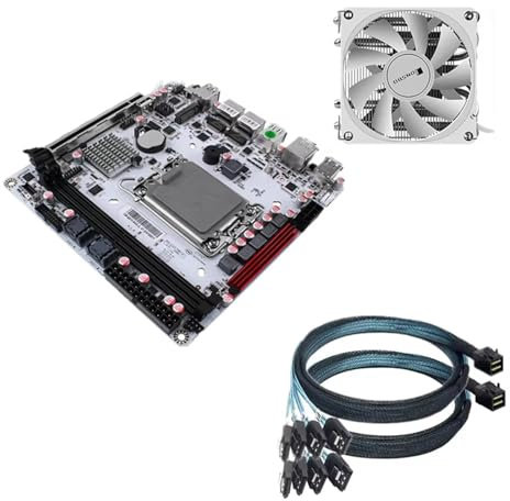 Placa Base Mini Server Placa Base ITX Q670 Plus Intel vPro 8-Bay 12/13/14th Gen LGA1700 CPU 3*NVMe 2*SFF-8643 1*PCIE5.0x16 2*DDR5 2 * 2.5G LAN Mainboard