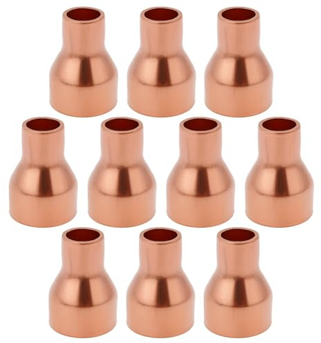 Create idea 10Pcs Copper Reducer Solder Connection 15mm to 8mm for Plumbing Reducing Straight Connector Pressure Fitting Pipe Tube Connector Adapter