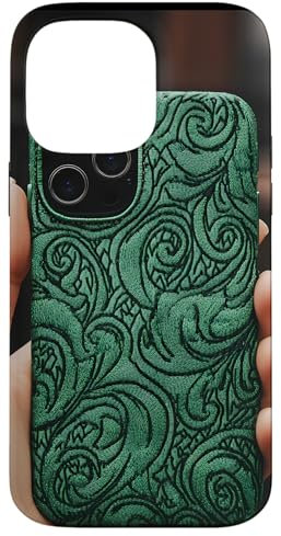 Hülle für iPhone 14 Pro Max Grüne moderne Paisley Retro Baseball Stitch Handyhülle