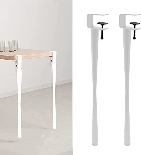 Adjustable Metal Table Clamp Legs for DIY Furniture F Shape Dining Desk Legs with Floor Protectors White (75cm 2 Pcs)