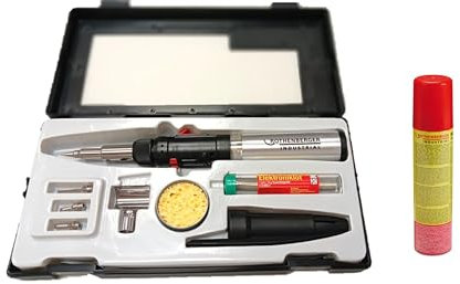 ROTHENBERGER Industrial HOT Pen Piezo inkl. 1x Nachfüllgas 100 ml | Gas Lötkolben Brenner Feinlötkolben | 10 teilig im Koffer | 450 °C – 600 °C | Über Kopf Betrieb möglich
