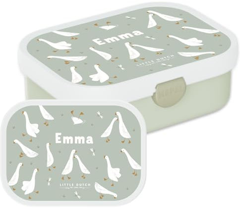 Mepal – Boîte à déjeuner personnalisée avec prénom pour enfant (Campus Little Dutch, motif La petite oie) – avec compartiment bento et fourchette – sans BPA, passe au lave-vaisselle