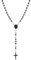 MILAKOO Rosenkranz Perlen Katholische Halskette für Frauen Männer 6mm Schwarz Perle Kreuz Y Anhänger Kette mit Edelstahl Kruzifix und Jesus Karte für Mann Frau